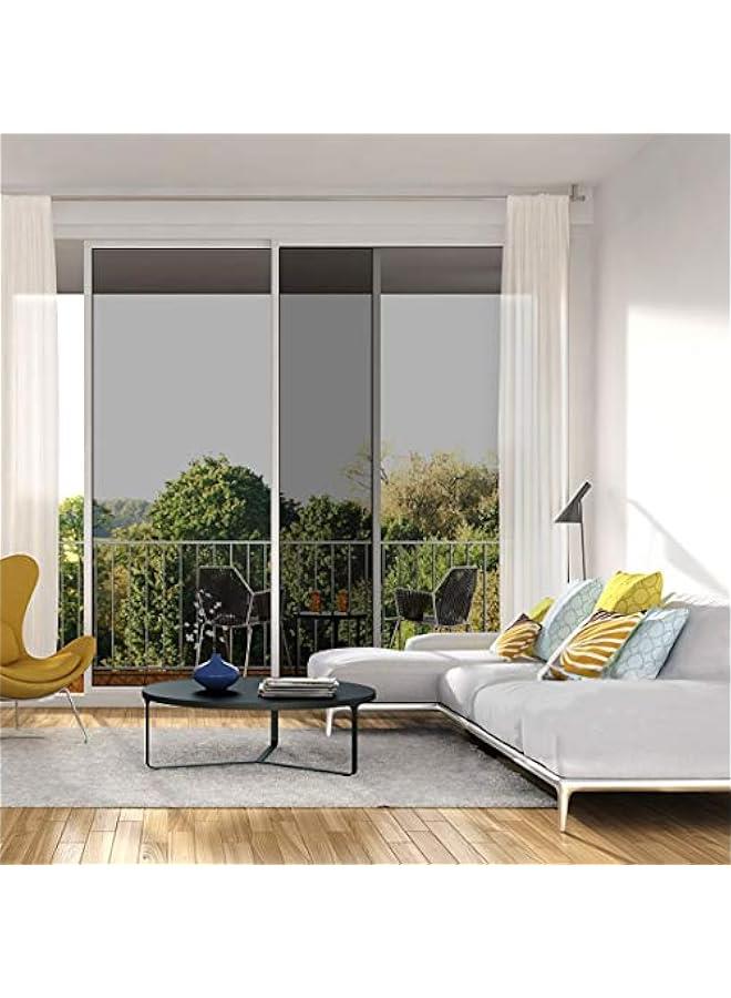 WPCTEV Window Film One Way Mirror Film Daytime Privacy Static Non-Adhesive Decorative Heat Control Anti UV Window Tint for Home and Office Black Silver 6 Mil 17.5 Inch x 6.5 Feet - Image 3